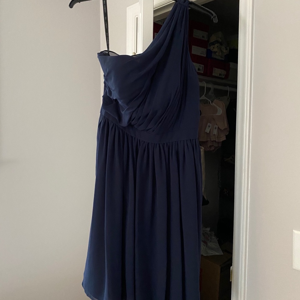 Navy Bill Levkoff Bridesmaid dress